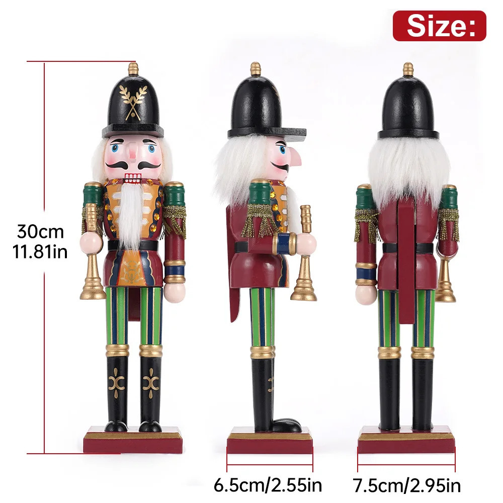 30CM Wooden Nutcracker Christmas Decorations Soldier Figures Handmade Dolls Toys Home Office Table Decorations Gifts Friends 250314 - view 7