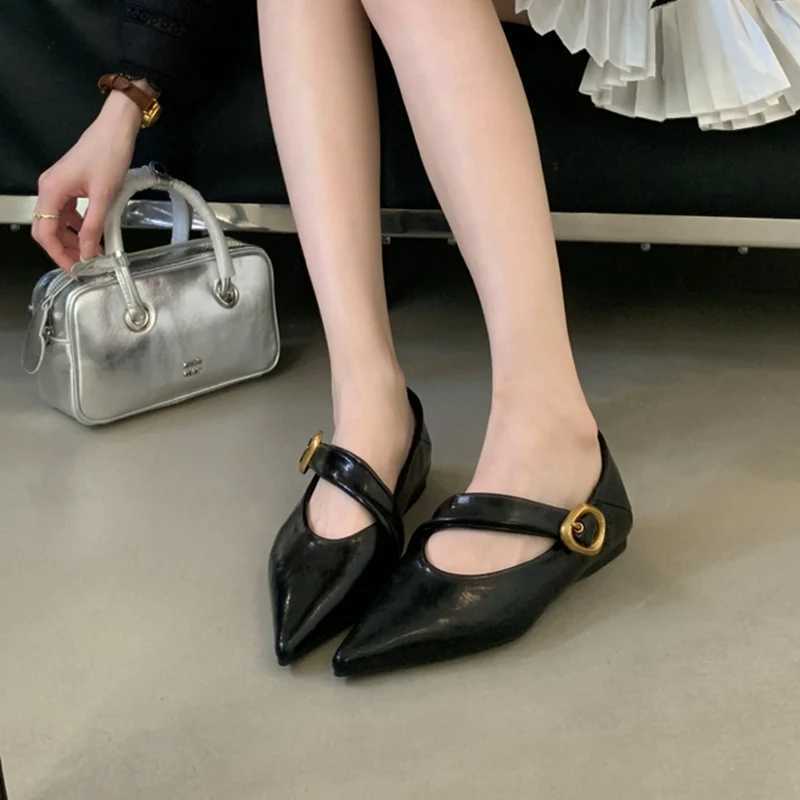 2025 Spring Vintage Wen Pointed Toe Mary Jane Shoes From Shallow Flats H Dress Shoes Soft Ballet Casual Loafers Shoes Y250317