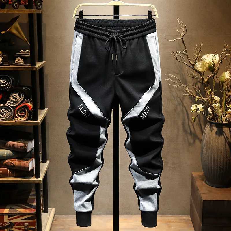 Autumn fashion casual pants mens lightweight fashion slim fit sports pants ankle strap elastic high-end color matching sports pants W250318