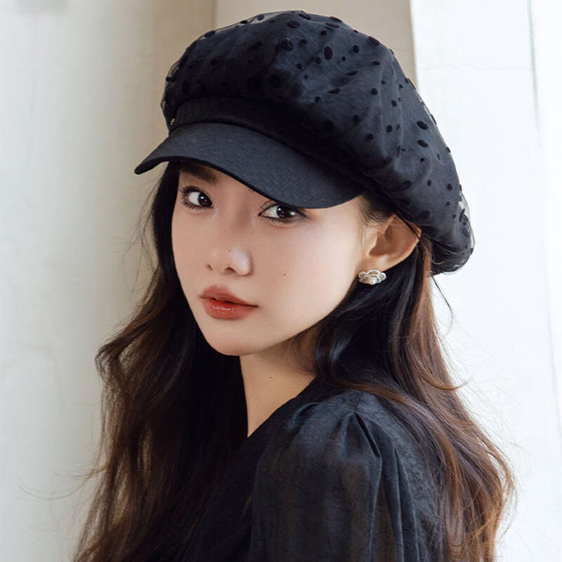 Fashionable black duckbill new spring summer hat, women's age reducing and face enhancing small octagonal hat