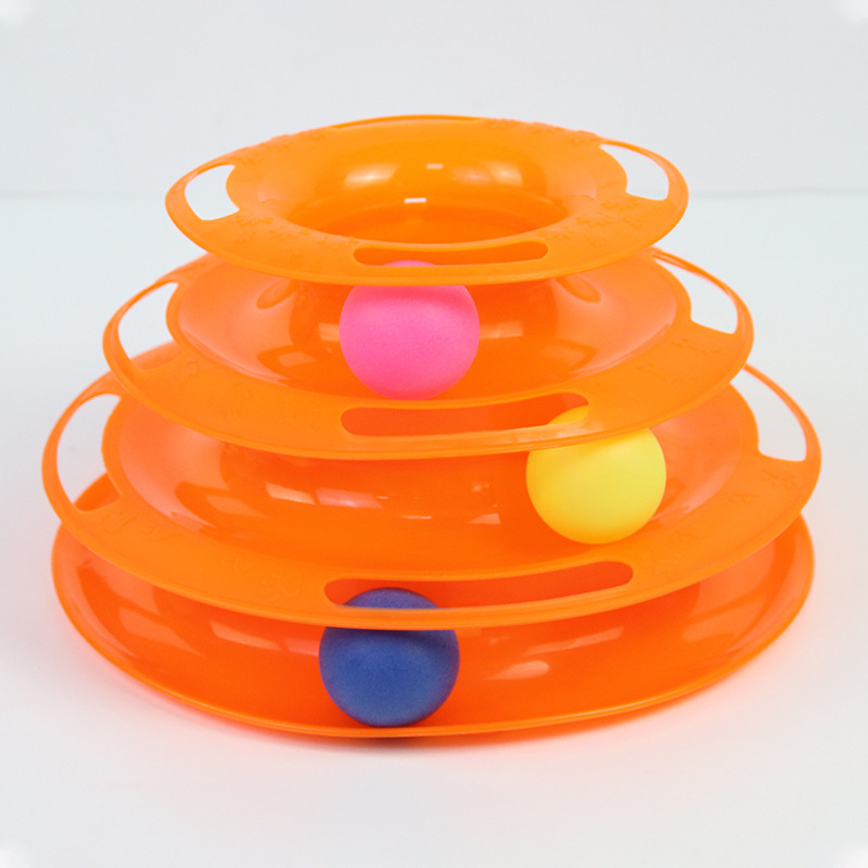 New Three-Layer Cat Turntable Pet Toy Educational Play Track Tower with Teasers and Dishes for Indoor Cats