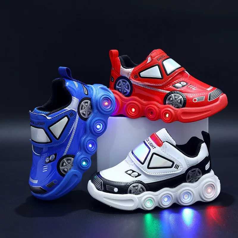 Tenis childrens LED shoes car luminous childrens casual sports shoes anti slip breathable boys shoes fashionable luminous sports shoes TenisXJ250318
