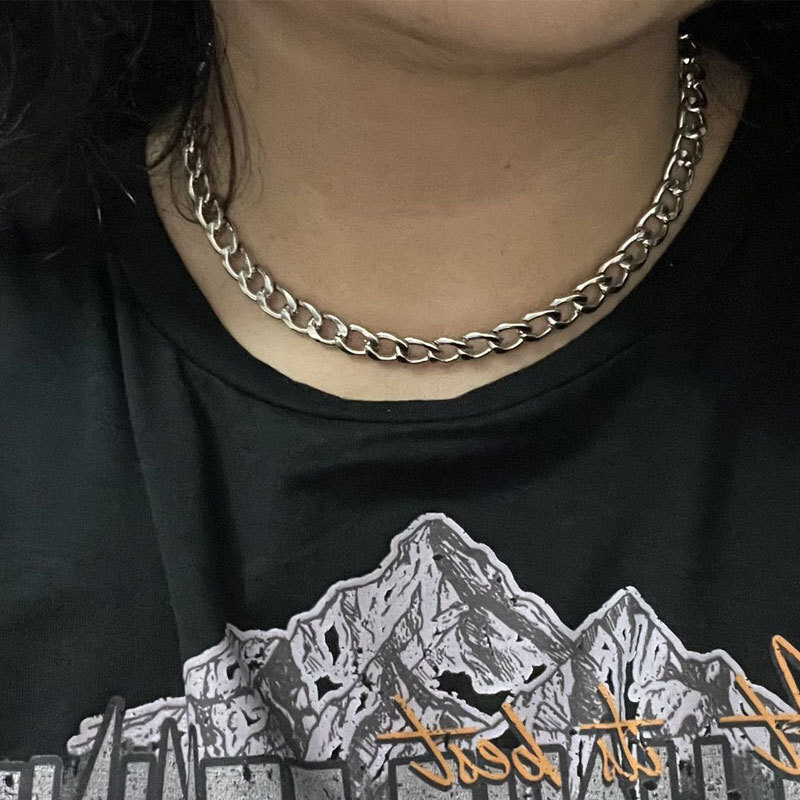 Short Hip Hop Punk NK Necklace Unisex Cuban Chain Choker Collarbone Chain Jewelry for Women