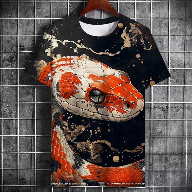 3D printed luxury snake mens T-shirt interesting graphic T-shirt casual loose short sleeved top round neck streetwear T-shirtXJ250318