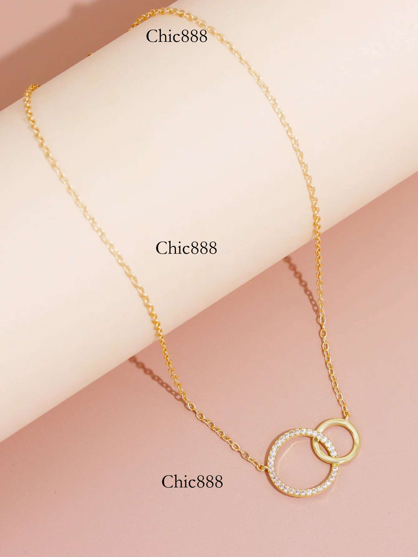 Stainless Steel Necklaces for Women Fashion Thin Chain Minimalist Dainty Double Circle Pendant Necklace on The Neck Jewelry