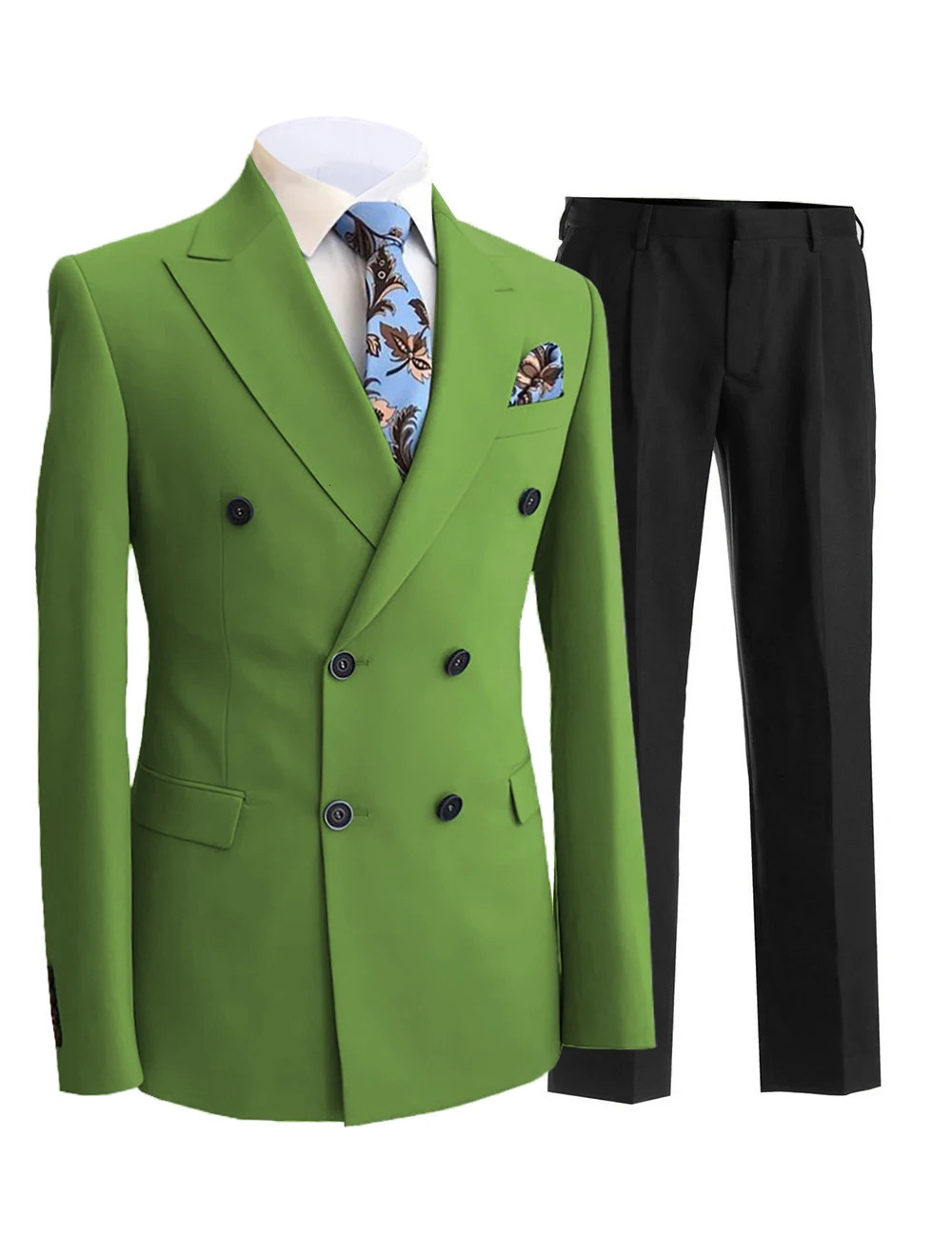 2 Pieces Gentleman Double Breasted Lapel Blazer Mens Suit with Pants Formal White Beige Jacket For Wedding Groom Tuxedos 250224