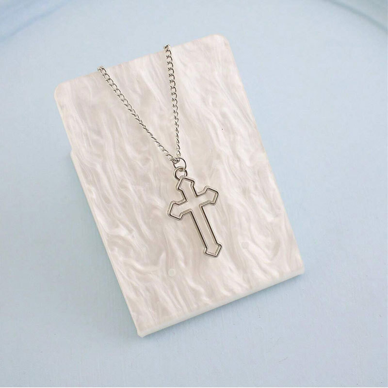 Long Hollowed-out Cross Pendant Necklace Simple Hip Hop Sweater Chain Jewelry for Men And Women