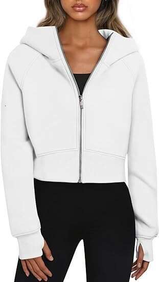popular European and American women's hooded zipper short plus veet long sleeved hoodie 2025 new casual fashion trend clothing