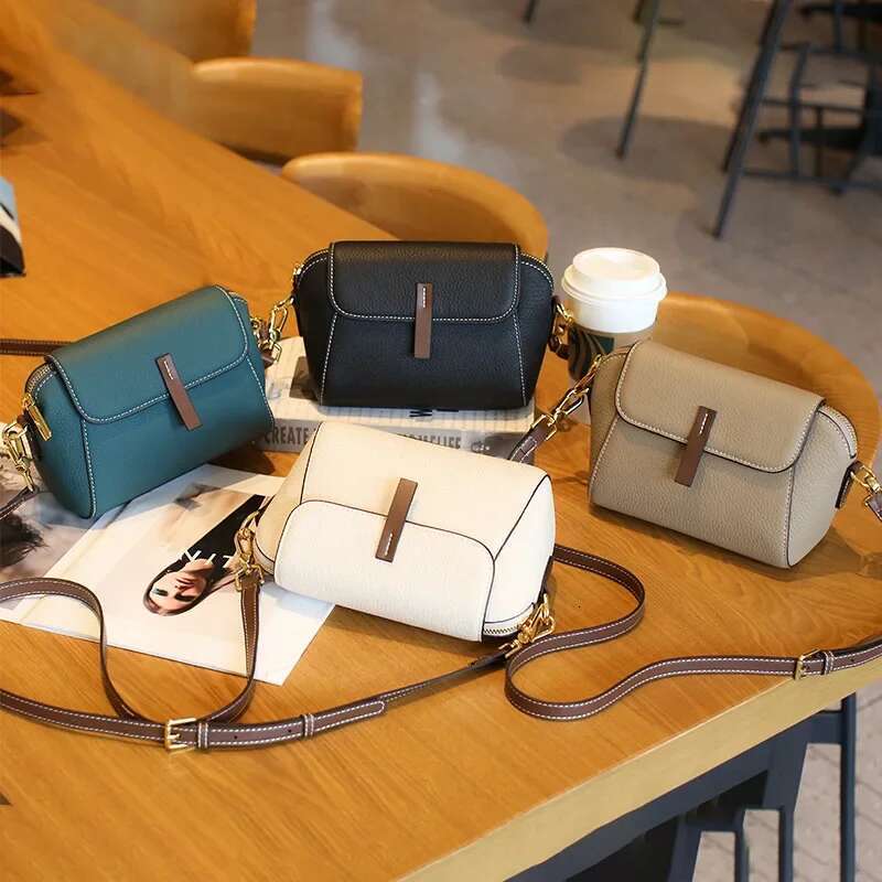 2024 Handbags Genuine Leather Women Shell Bags High Quality Single Shoulder Female Soft Small Crossbody Bag Gray
