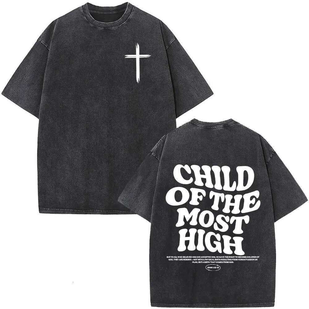 Christian Jesus Bible Text Washed T-shirt for Men and Women Fashion Retro Oversized T-shirt Original Cotton Short Sleeve T-shirt