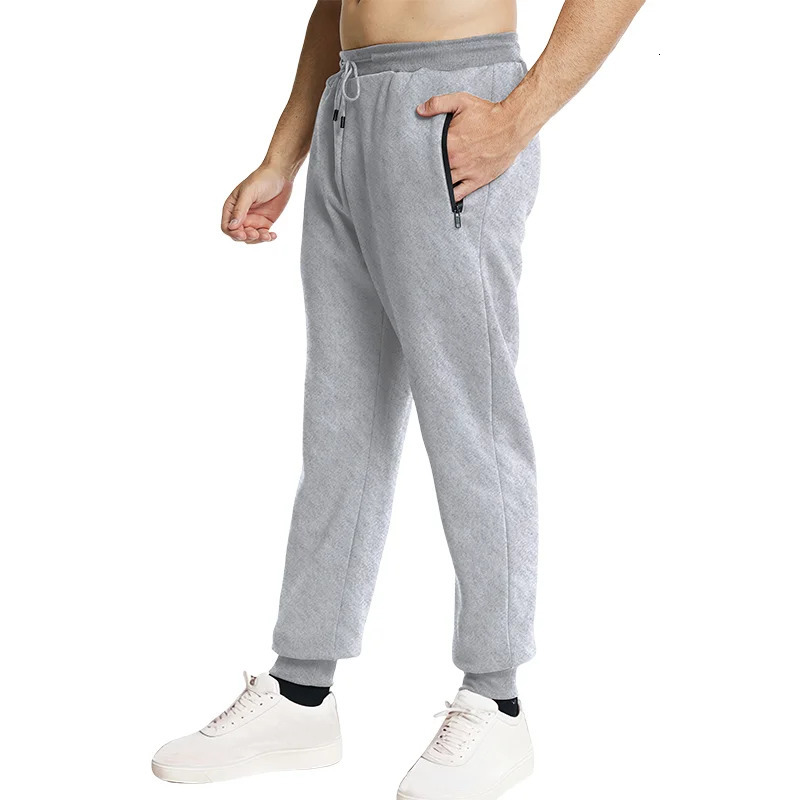Sweatpants Side Zipper Pockets Men Joggers Track Pants Elastic Waist Sport Casual Trousers Baggy Fitness Gym Clothing 250318