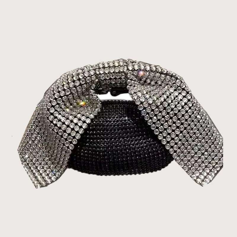 Shiny Rhies Bow Evening Clutch Party Bags For Women Designer Handbag And Purses 2024 New Fashion Dia Mini Tote