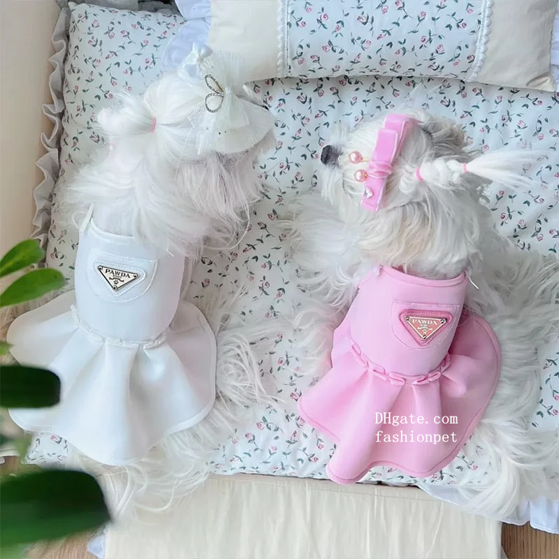 PAWDA Dog Dresses,Sweet Puppy Sundress Summer Cool Pleated Skirt for Girl Dogs Soft Breathable Pet Vest Shirts Pets Pullover Cat Costume Chihuahua App