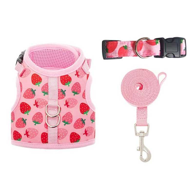 Cat Strap and Belt Set Safe Adjustable Kitten Vest Strap Cute Pink Breathable Mesh Jacket Easy to Control Puppy WalkingT250318