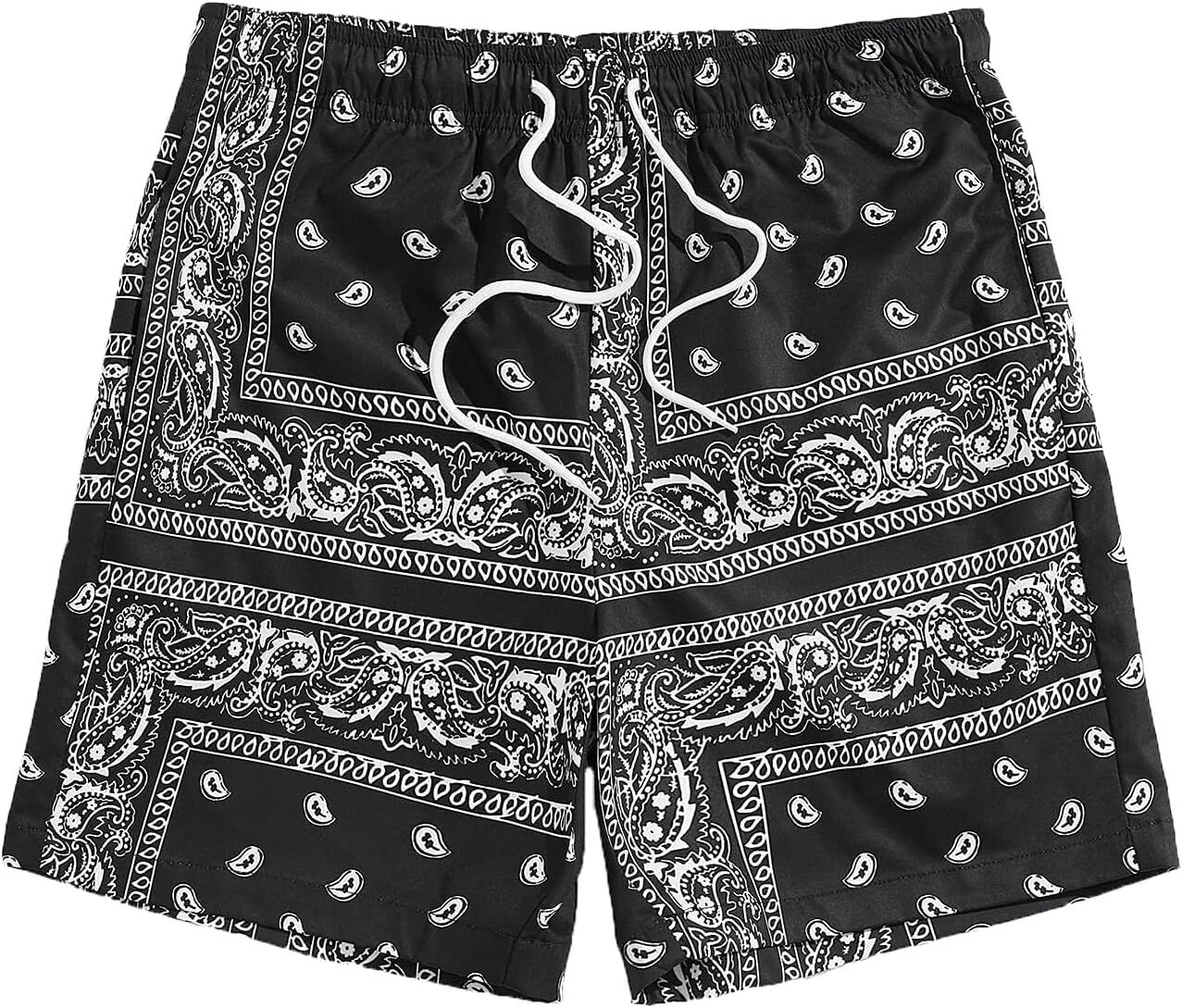 Men's Summer Casual Boho Cartoon Print Elastic Drawstring High Waisted Shorts cool Fashionable printed shorts