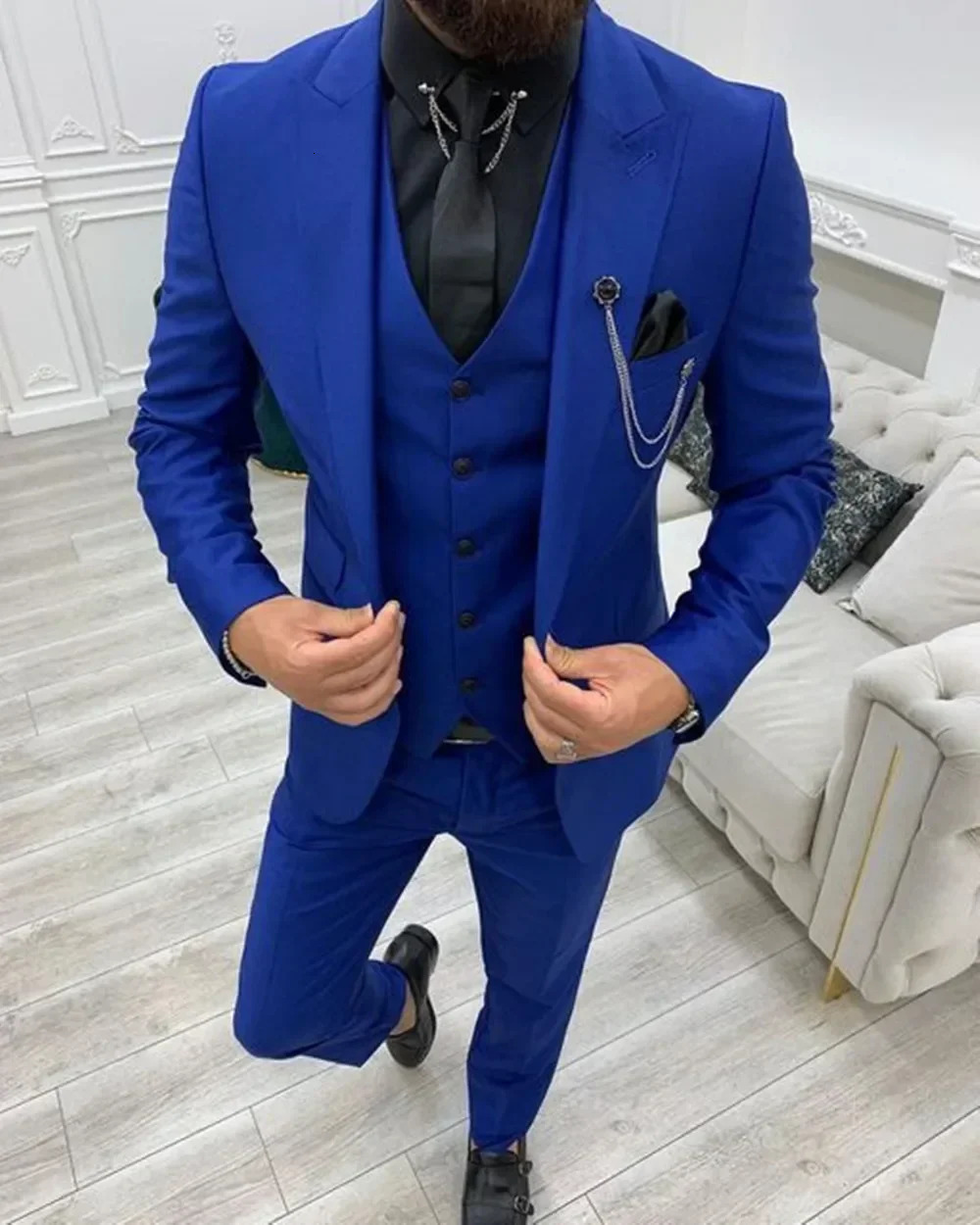 Green Lapel Slim Fit Men Suits 3 Pieces Tuxedos Suit Men Blazer Sets Groom Wedding Prom Costume Men 250224