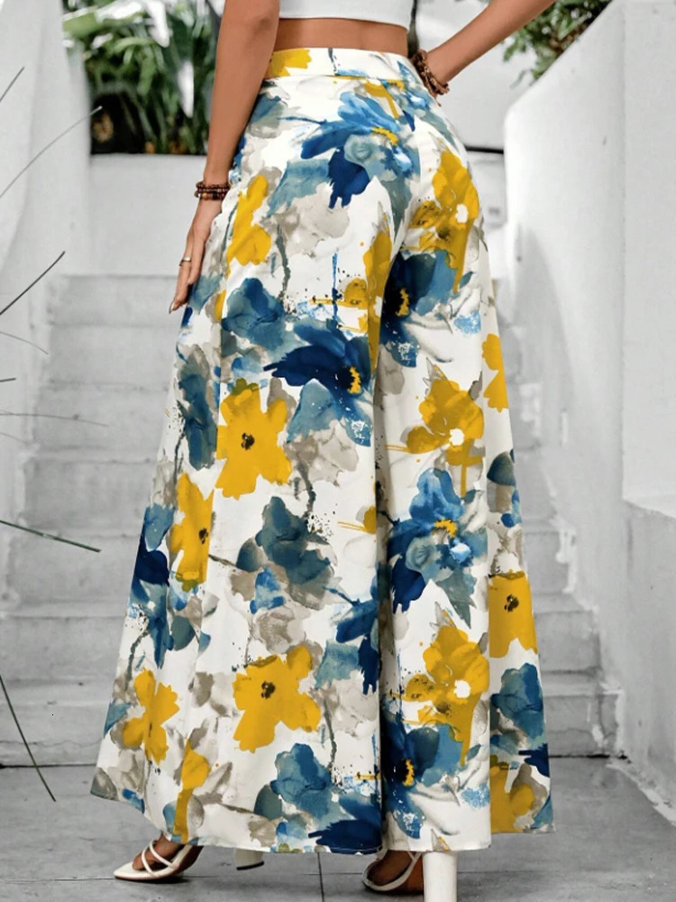 Womens floral printed wide leg Trouser 250317