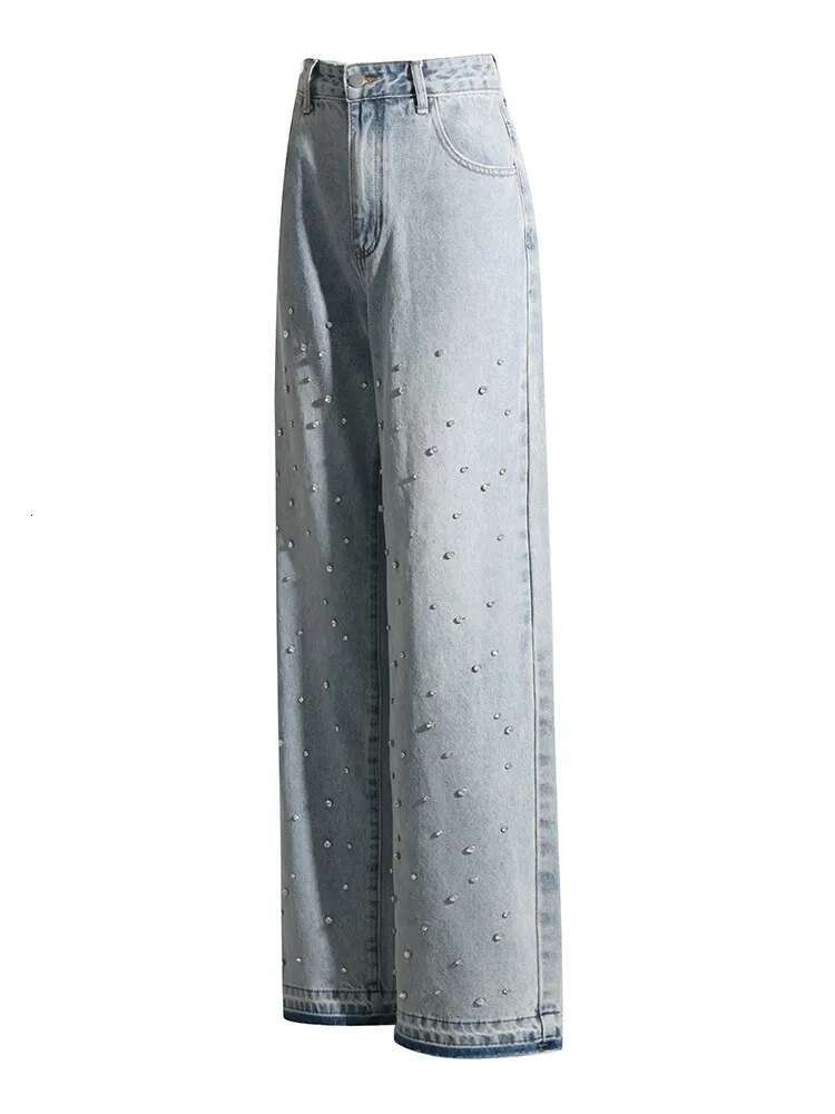 TWOTWINSTYLE Spliced Dias Jeans For Women High Waist Casual Loose Temperament Autumn Jean Female Fashion Style Clothing New
