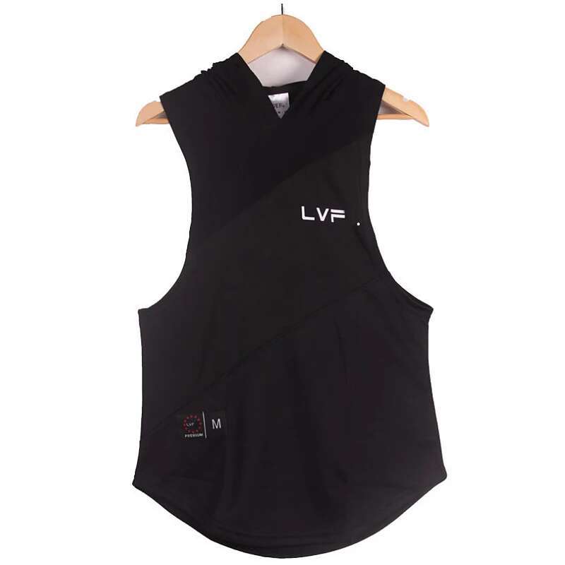 Mens Gyms Bodybuilding Stringer Tank Top With Hooded Vests Fiess Clothing Male Sleeveless Cotton Undershirt Muscle Tankops