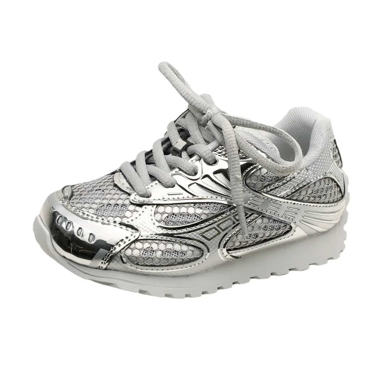 2024 Summer Childrens Breathable Track Metal Rubber Mesh Sports Shoes Childrens Casual Fashion Shoes Boys and Girls Sports Walking Shoes W250318