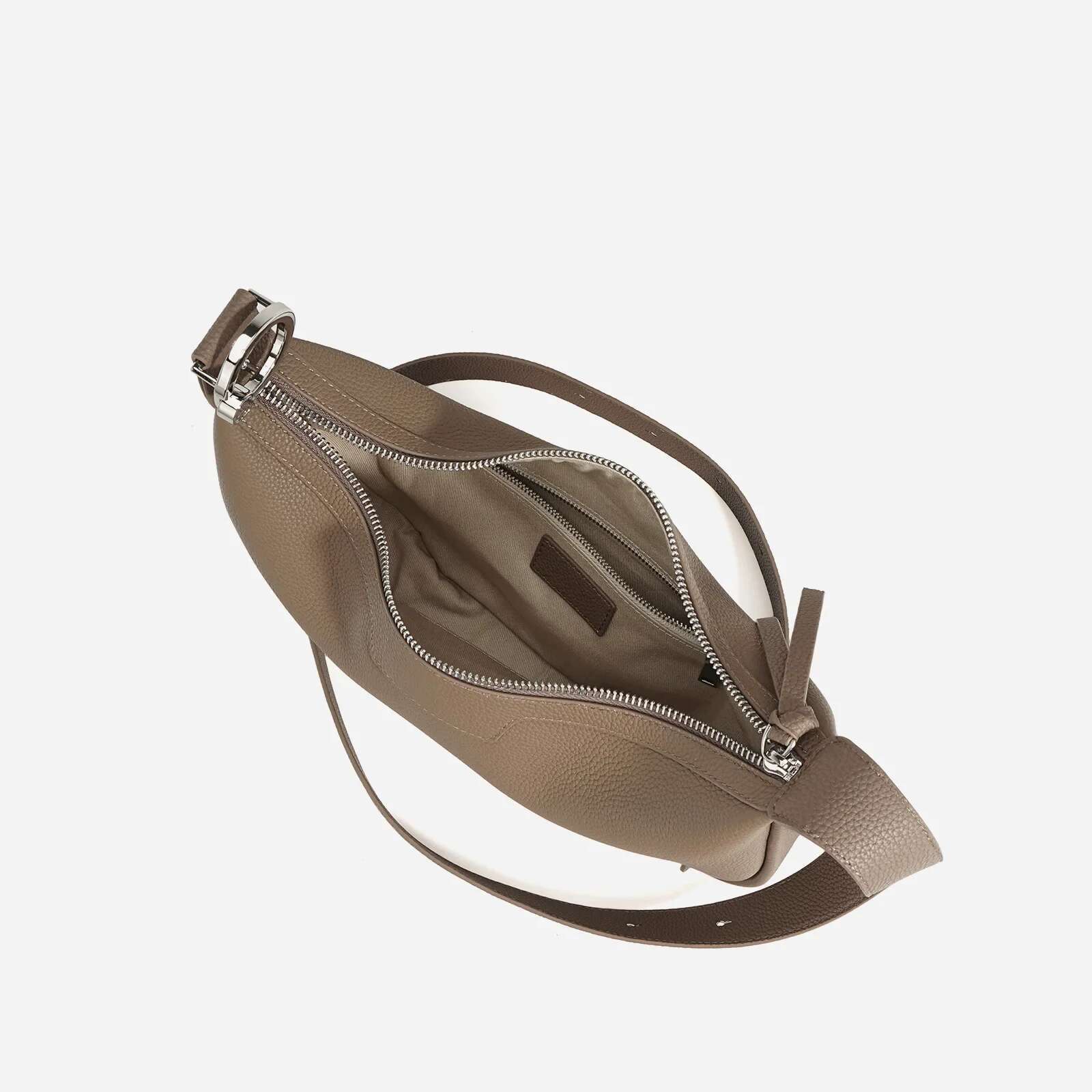 2024 New Women's Underarm Genuine Leather Half Moon Design Female Soft Handbags Ladies Simple Shoulder Crossbody Bags Khaki