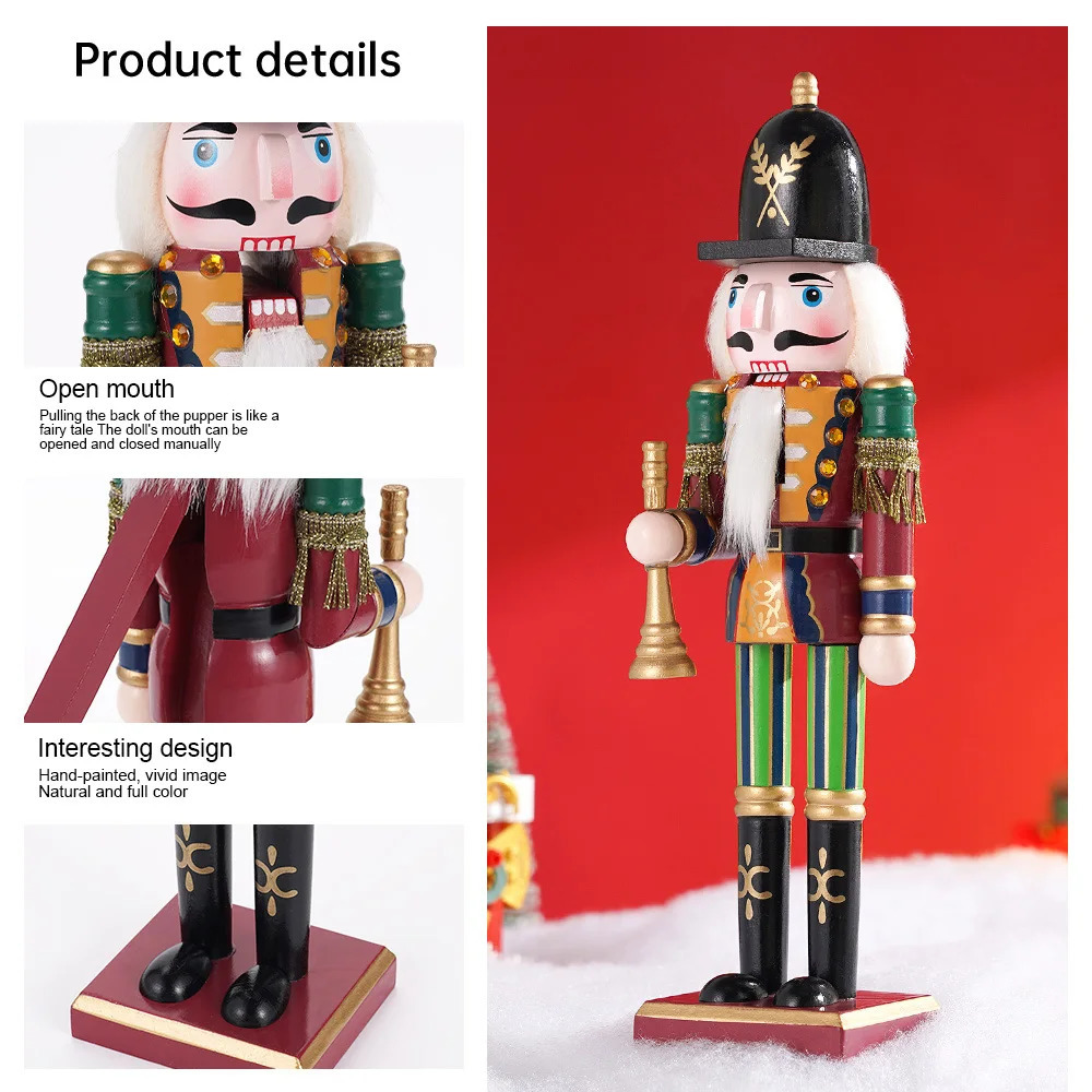 30CM Wooden Nutcracker Christmas Decorations Soldier Figures Handmade Dolls Toys Home Office Table Decorations Gifts Friends 250314 - view 6