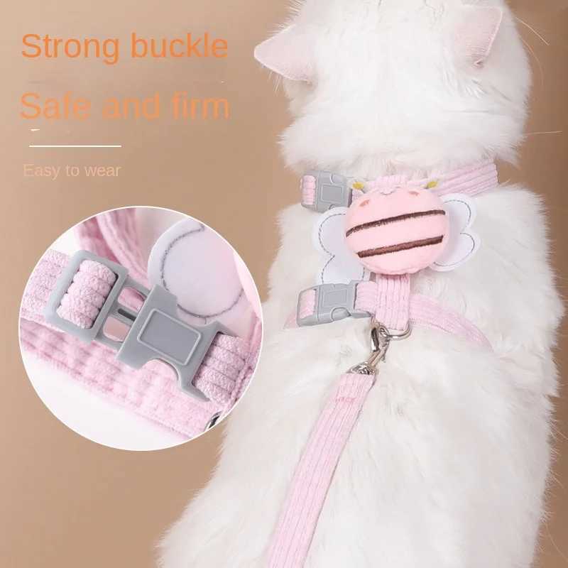 Pet cat chest harness bee traction rope suitable for all seasons breathable and not bulky compact and exquisiteT250318