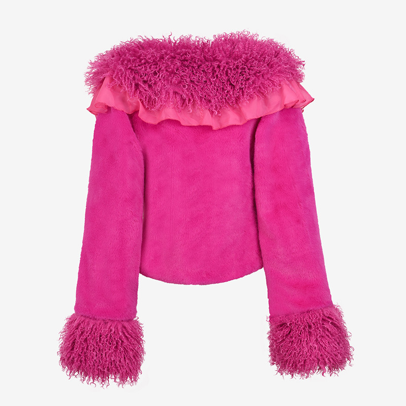 Women's short coat, rabbit autumn and winter clothing, new imitation wool roll fur collar, small fragrant style women's clothing