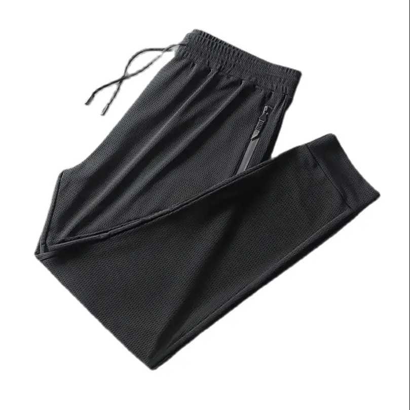 Mens sportswear summer cool fast drying breathable knitted sports pants brushed thin boy Trouser tactical clothing 2025 Z W250318