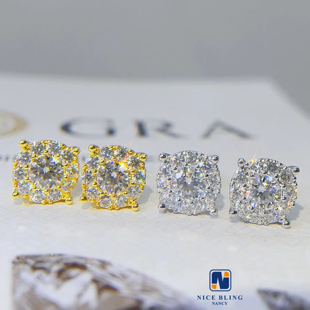 Fashion 925 Sterling Silver Earring INS High Quality VVS Moissanite Minimalist Jewelry Ear Studs Earring