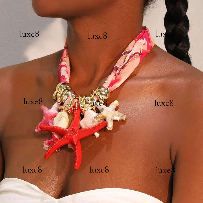 Statement Boho Geometric Necklace Starfishs Design for Women Girl Trendy Wedding Party Jewelry Accessory