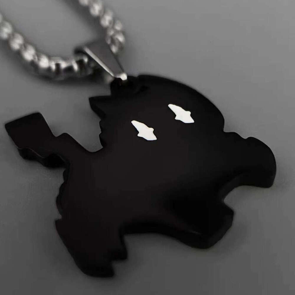RongMa Lighing Black Cat Popular Trendy Necklace for Men, Cool Style, Women, Titanium Steel Couple, High end Charm Pendant