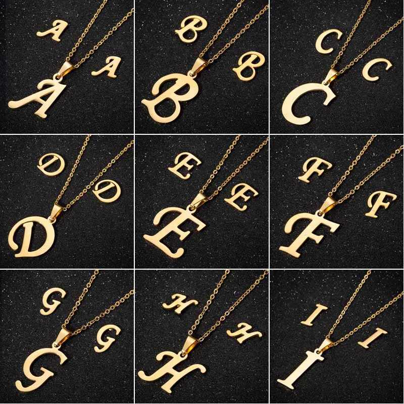 Stainless steel A-Z letter necklace mens personalized jewelry 26 letter necklace Collier pendant 2024 W250318