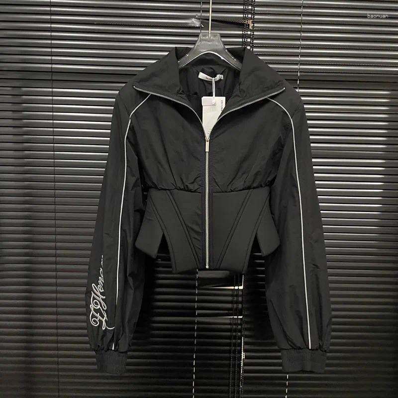 Womens Tracksuits KBQ Hit Color Two Piece Sets For Women Lapel Long Sleeve Tunic Tops High Waist Shorts Minimalist Loose Set Female Fashion