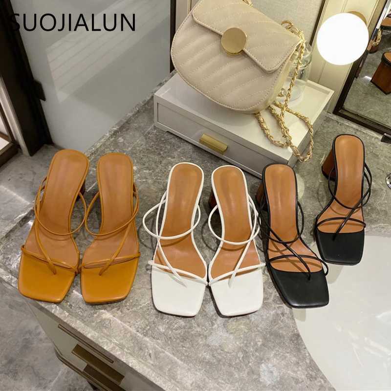 SUOGIALUN new summer slider high heel slider large size 41 narrowband sandals summer outdoor shoulder slider flip cover drone Y250317