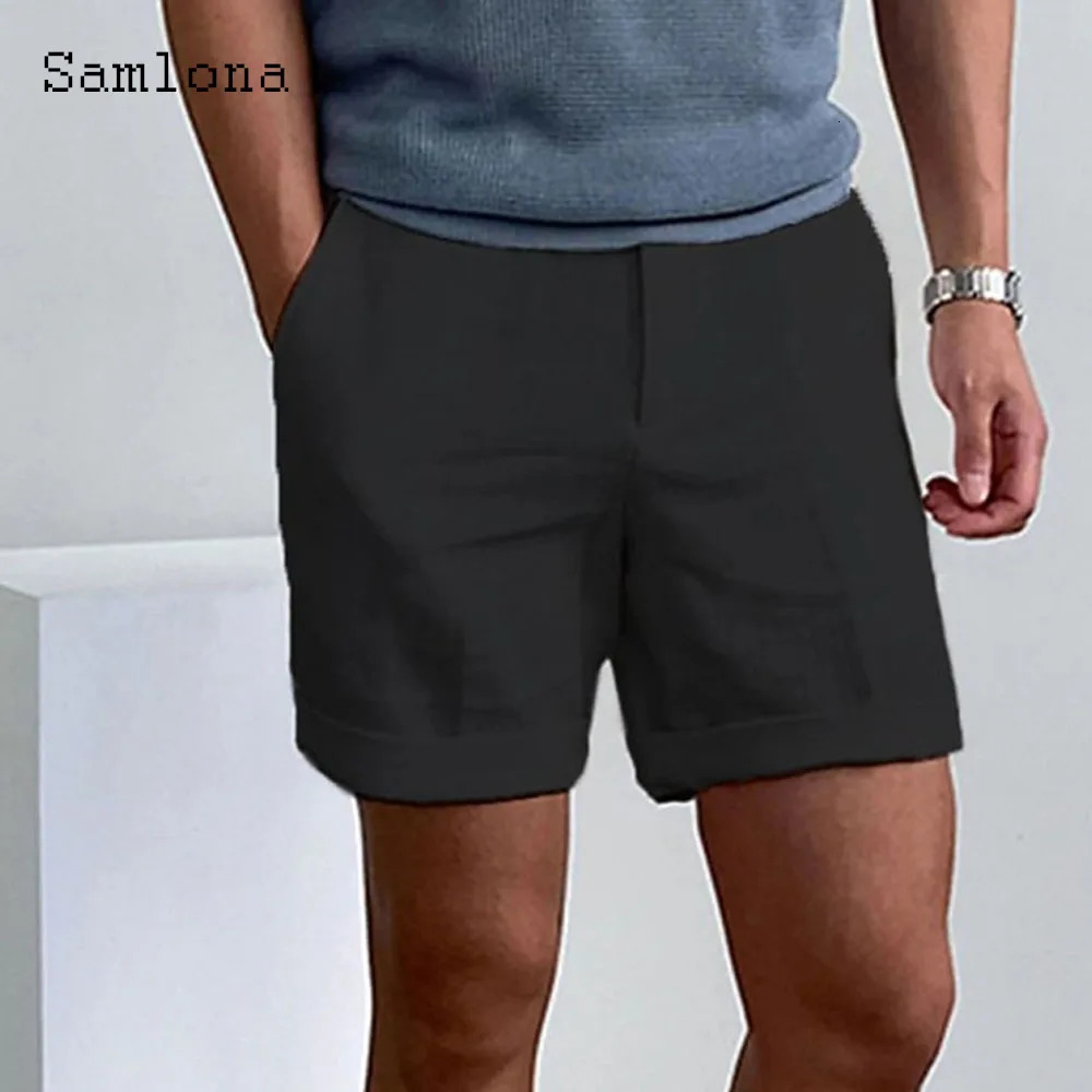 Mens Vintage Boho Cotton Linen Shorts 2024 European Style Casual Beach Short Cross-pant Solid White Khaki Drawstring pants250312