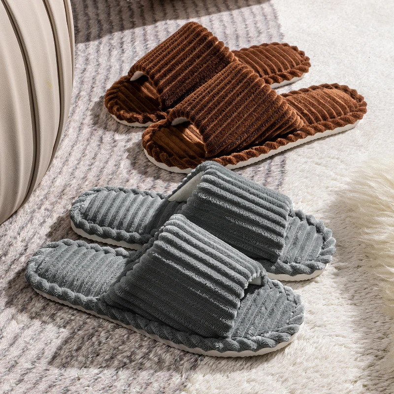 Mens open Toed Slippers Autumn and Winter Indoor Anti slip Breathable Bedroom Silent Couples home Shoes for Srping and Autunm 250318