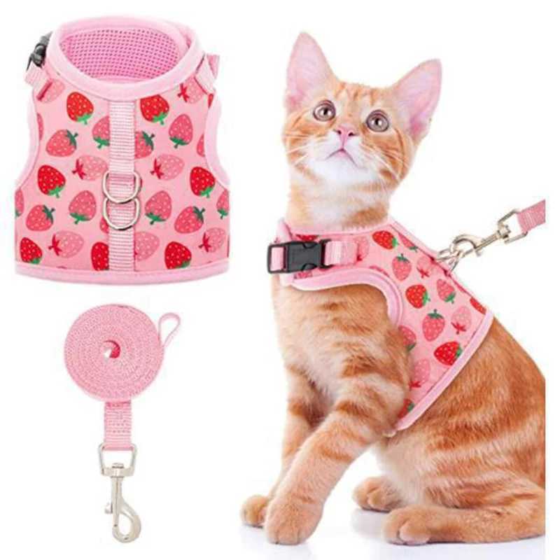 Breathable cat harness collar escape pet harness and belt set for cats dogs puppies corsets without ragdollT250318