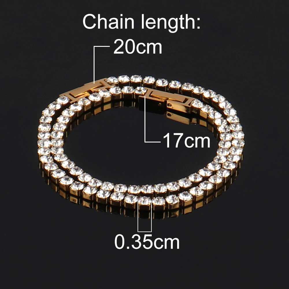 316L 4mm Stainless Steel Tennis Chain Necklace For Women Hip Hop Crystal Zircon Choker Necklaces Men Jewelry W250318
