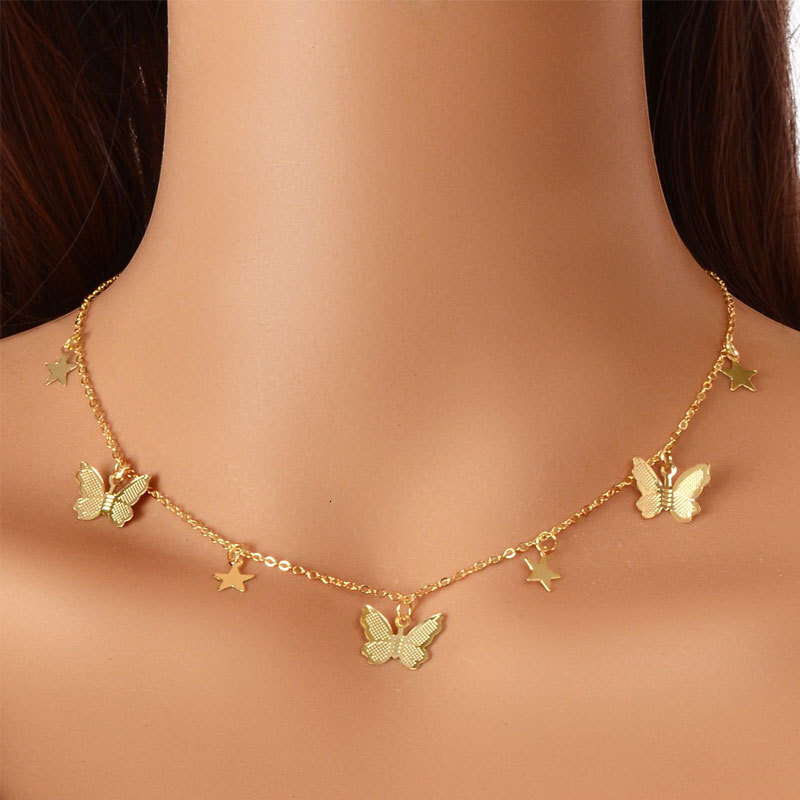 Butterfly Necklace Female Summer Net Red With Light Luxury Temperament Senior Sense Clavicle Chain Jewelry