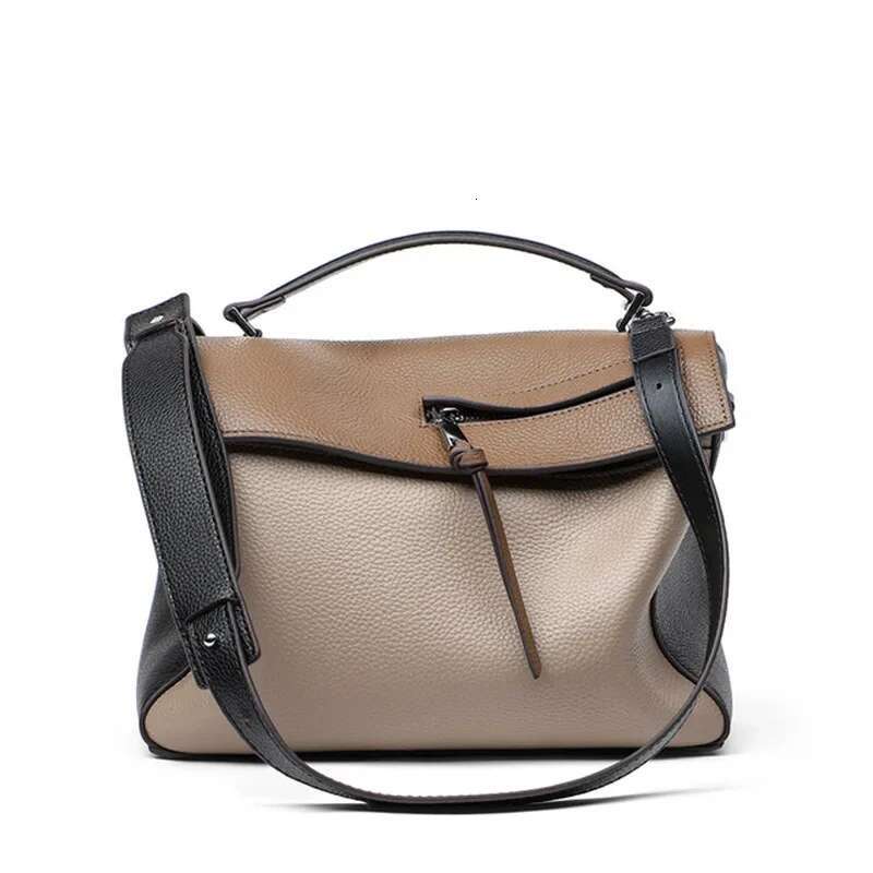 Genuine Leather Satchel Bags For Women Designer Panelled Handbags Female Casual Crossbody 2024 Ladies Shoulder Bag