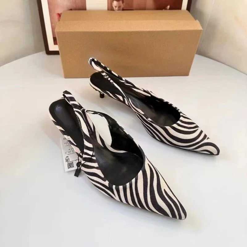 Bold and fashionable pattern Warm mid heel sandals casual slip with 3cm-5cm H 2025 spring sexy camisole womens shoes Y250317