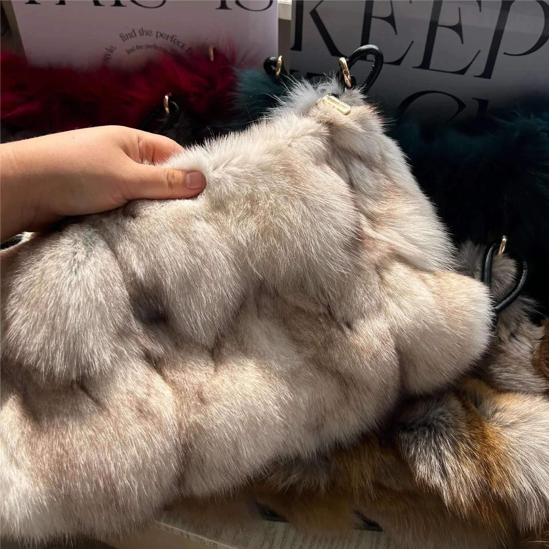 Fashion Fox Fur Bags For Woman Designer Women Handbag Fluffy Warm Plush Shoulder Winter Soft Tote Crossbody Bag New