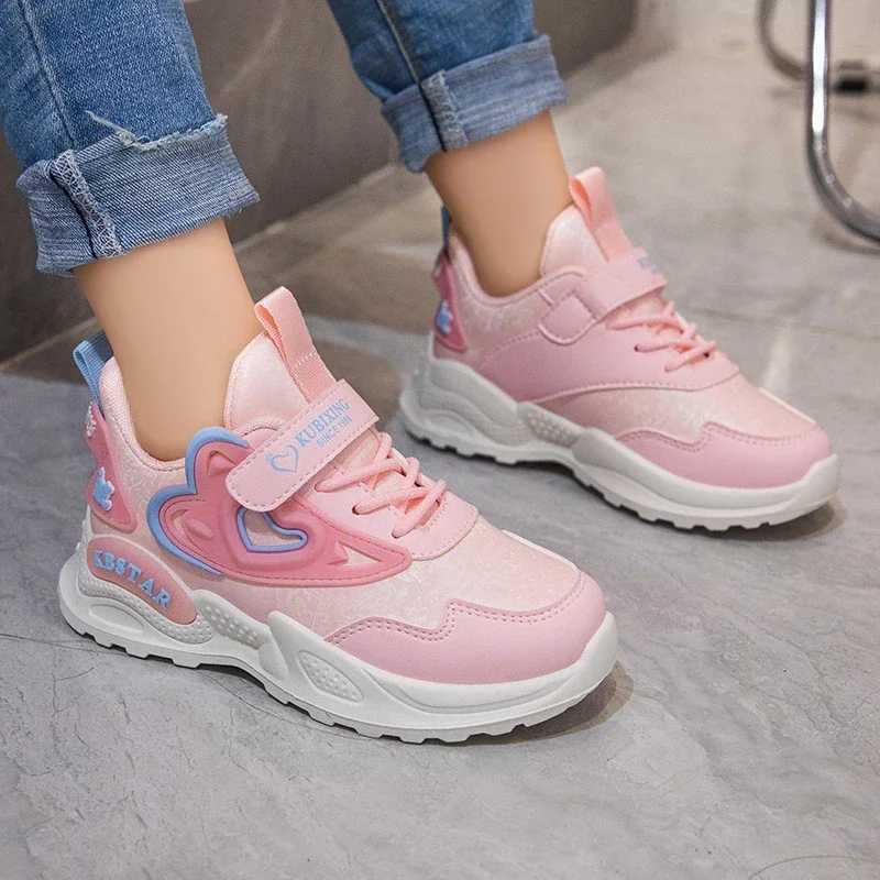 Kids Shoes for Girls Casual Sneakers with Heart Love Decoration High Quali Soft Breathable Children Sports Running Shoes 26-37XJ250318