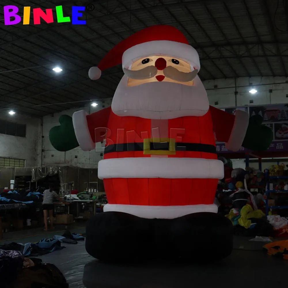 12m height (40ft) Fantastic Giant Christmas Inflatable Santa Claus With Green Gloves&Black Belts Blower For Outdoor Decorations