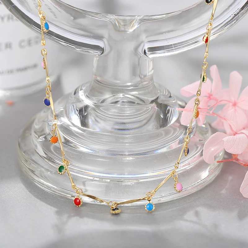 Fashionable and simple candy colored tassel necklace suitable for womens aesthetics fully matched pendant jewelry necklace accessories gift chain W250