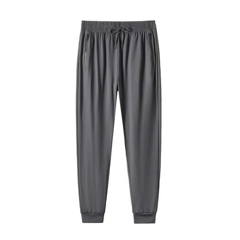 Mens ice silk pants summer thin quick drying breathable sports pants loose size straight leg elastic fashionable casual pants W250318