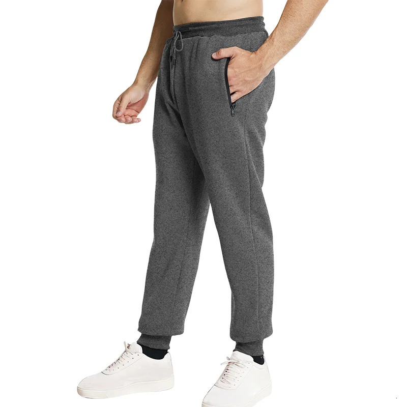 Sweatpants Side Zipper Pockets Men Joggers Track Pants Elastic Waist Sport Casual Trousers Baggy Fitness Gym Clothing 250318