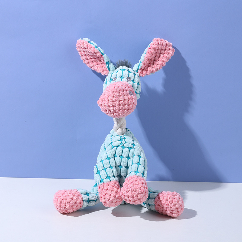 Fun Pet Toy Donkey Shape Corduroy Chew Toy For Dogs Puppy Squeaker Squeaky Plush Bone Molar Dog Toy Pet Training Dog Accessories