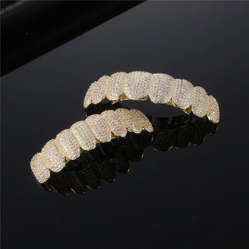 RACHELZ Hip Hop Iced Out CZ Stone Teeth Shiny Cubic Zircon Tooth Caps Decor For Men Women Jewelry Halloween Cosplay 250318